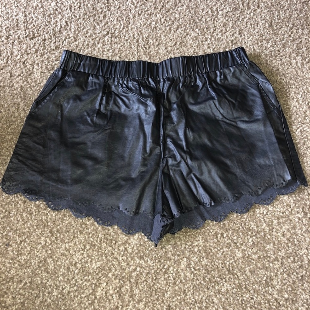 black leather shorts